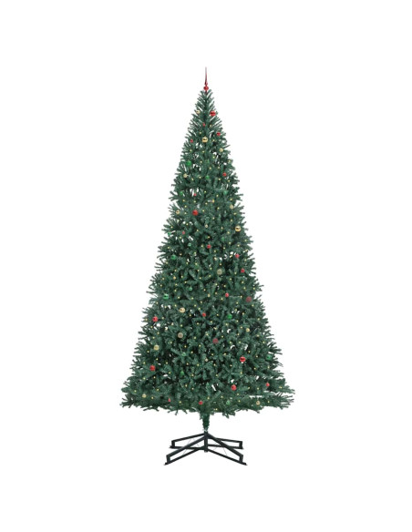 Albero di Natale Artificiale Pre-illuminato con Set di Palline