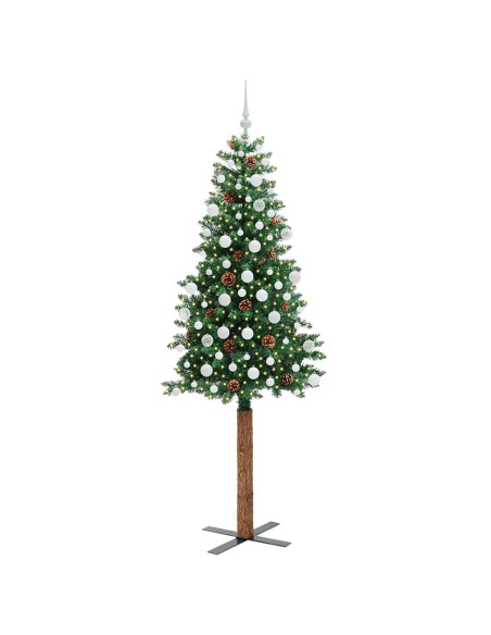 Albero di Natale snodato con 300 LED con supporto Verde 210 cm