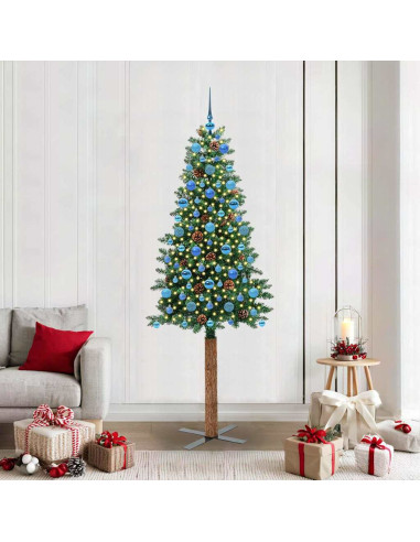 Albero di Natale snodato con 300 LED con supporto Verde 210 cm