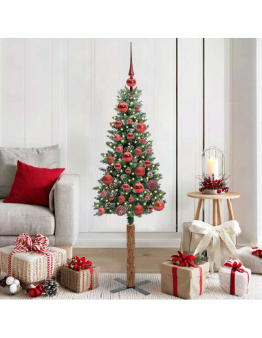 Albero di Natale snodato con 150 LED Verde e Bianco 150 cm