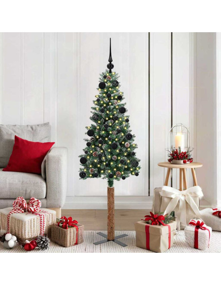 Albero di Natale snodato con 150 LED Verde e Bianco 150 cm