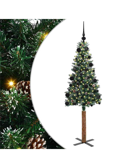 Albero di Natale snodato con 150 LED Verde e Bianco 150 cm