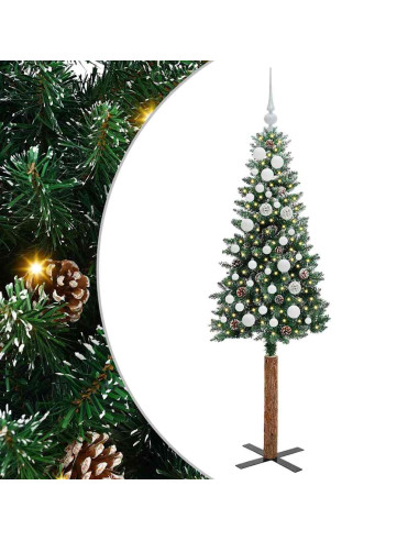 Albero di Natale snodato con 150 LED Verde e Bianco 150 cm