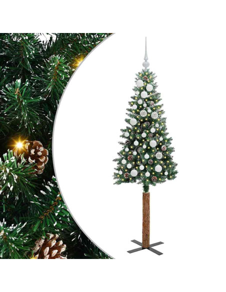 Albero di Natale snodato con 150 LED Verde e Bianco 150 cm