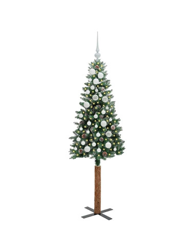 Albero di Natale snodato con 150 LED Verde e Bianco 150 cm