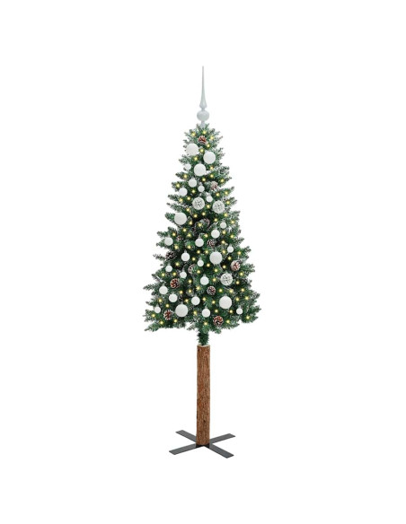 Albero di Natale snodato con 150 LED Verde e Bianco 150 cm