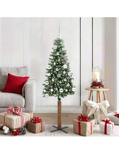 Albero di Natale snodato con 150 LED Verde e Bianco 150 cm