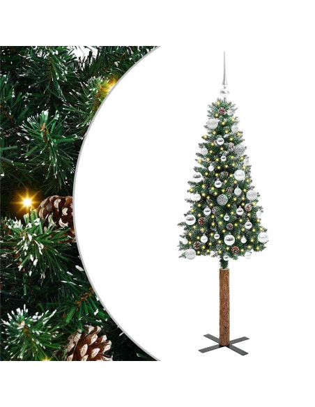 Albero di Natale snodato con 150 LED Verde e Bianco 150 cm