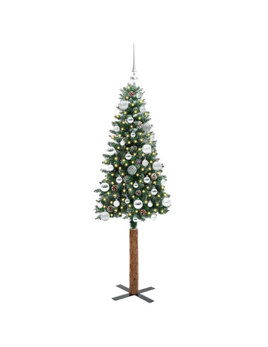 Albero di Natale snodato con 150 LED Verde e Bianco 150 cm