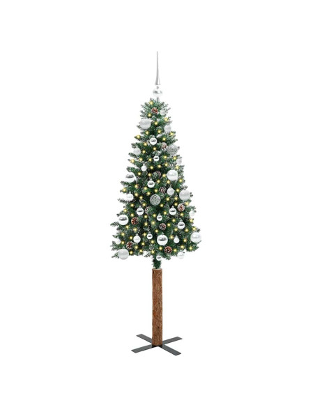 Albero di Natale snodato con 150 LED Verde e Bianco 150 cm