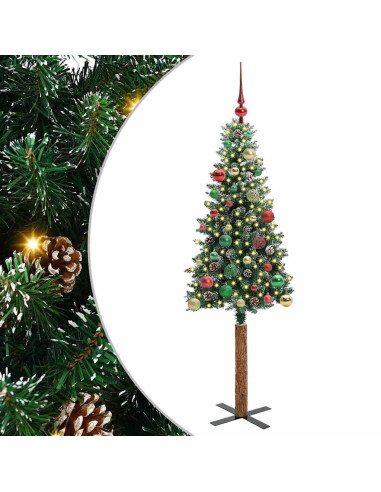 Albero di Natale snodato con 150 LED Verde e Bianco 150 cm