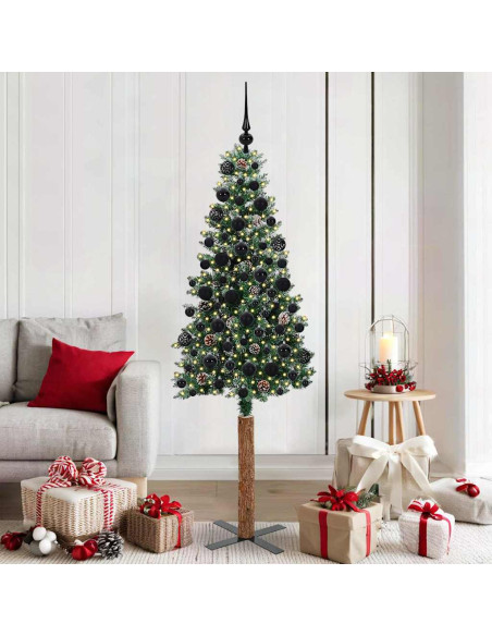Albero di Natale snodato con 300 LED Verde e Bianco 180 cm