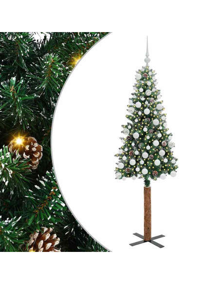 Albero di Natale snodato con 300 LED Verde e Bianco 180 cm