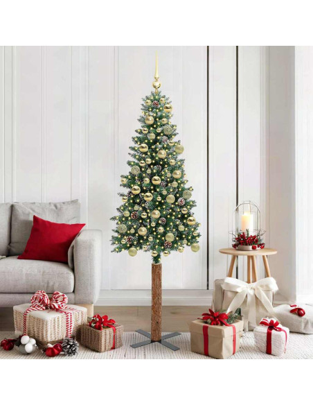 Albero di Natale snodato con 300 LED Verde e Bianco 180 cm
