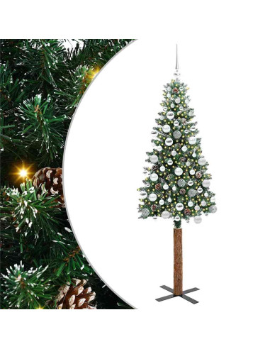 Albero di Natale snodato con 300 LED Verde e Bianco 180 cm