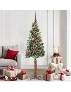 Albero di Natale snodato con 300 LED Verde e Bianco 180 cm 2