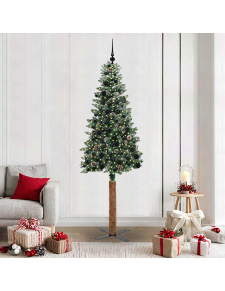 Albero di Natale snodato con 300 LED Verde e Bianco 210 cm