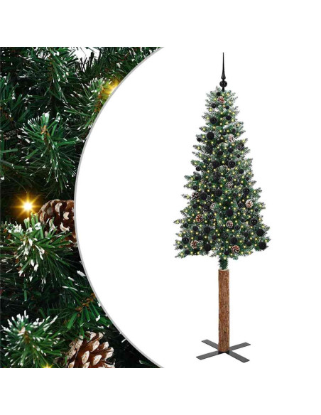 Albero di Natale snodato con 300 LED Verde e Bianco 210 cm