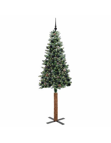 Albero di Natale snodato con 300 LED Verde e Bianco 210 cm