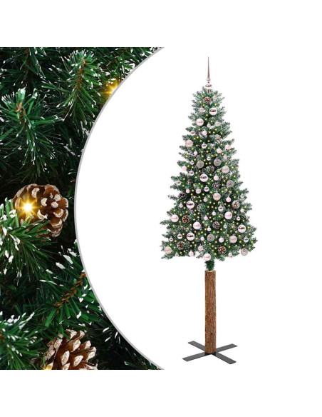 Albero di Natale snodato con 300 LED Verde e Bianco 210 cm