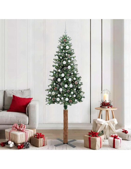 Albero di Natale snodato con 300 LED Verde e Bianco 210 cm