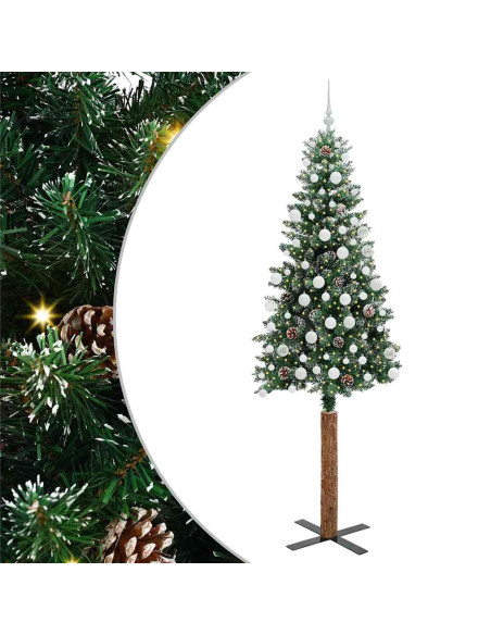 Albero di Natale snodato con 300 LED Verde e Bianco 210 cm