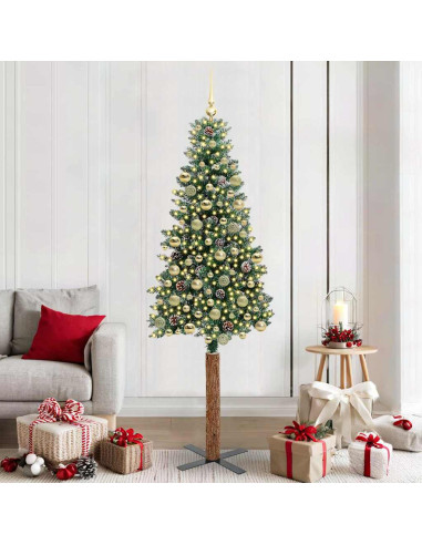 Albero di Natale snodato con 300 LED Verde e Bianco 210 cm