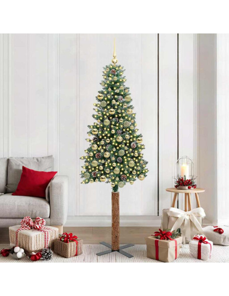 Albero di Natale snodato con 300 LED Verde e Bianco 210 cm