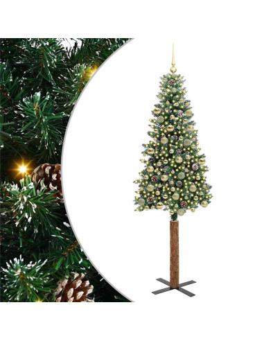 Albero di Natale snodato con 300 LED Verde e Bianco 210 cm