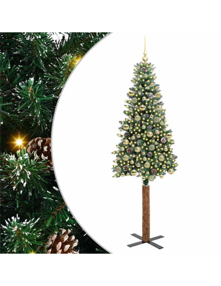 Albero di Natale snodato con 300 LED Verde e Bianco 210 cm
