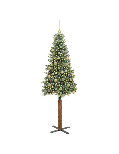 Albero di Natale snodato con 300 LED Verde e Bianco 210 cm