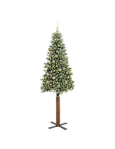 Albero di Natale snodato con 300 LED Verde e Bianco 210 cm