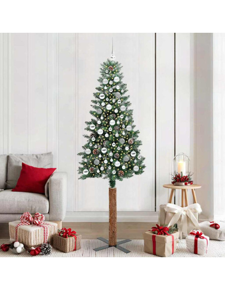 Albero di Natale snodato con 300 LED Verde e Bianco 210 cm