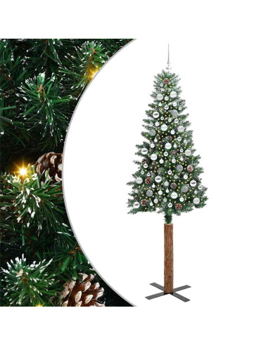 Albero di Natale snodato con 300 LED Verde e Bianco 210 cm