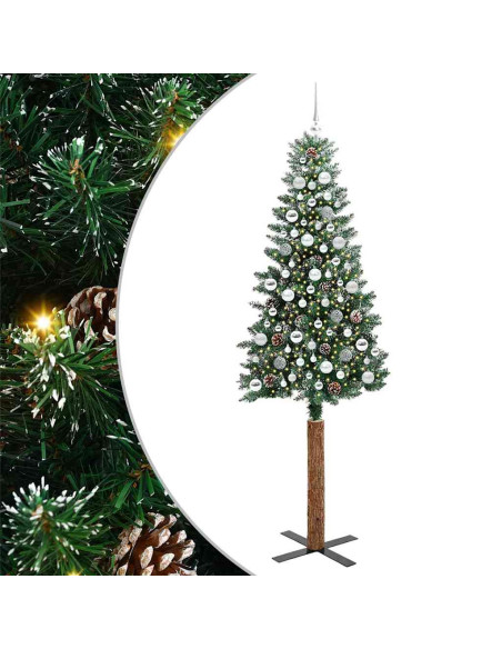 Albero di Natale snodato con 300 LED Verde e Bianco 210 cm