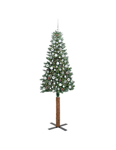 Albero di Natale snodato con 300 LED Verde e Bianco 210 cm