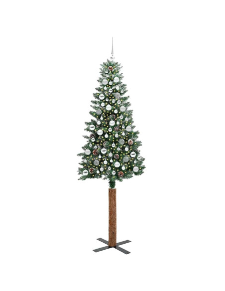 Albero di Natale snodato con 300 LED Verde e Bianco 210 cm