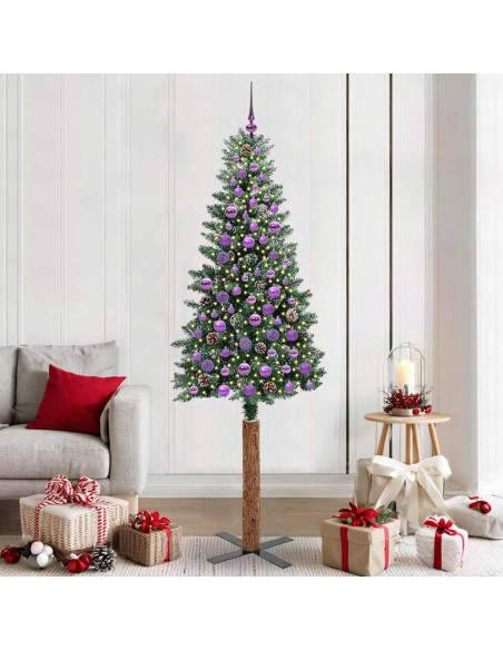 Albero di Natale snodato con 300 LED Verde e Bianco 210 cm