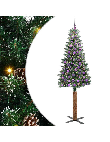 Albero di Natale snodato con 300 LED Verde e Bianco 210 cm