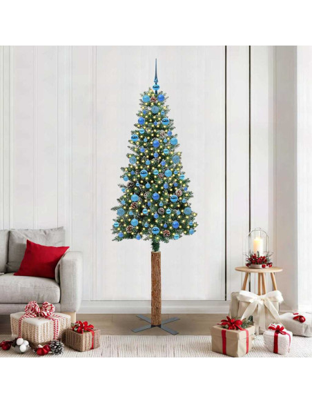 Albero di Natale snodato con 300 LED Verde e Bianco 210 cm