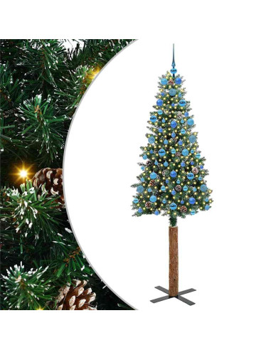 Albero di Natale snodato con 300 LED Verde e Bianco 210 cm