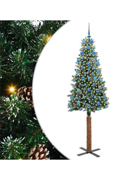 Albero di Natale snodato con 300 LED Verde e Bianco 210 cm