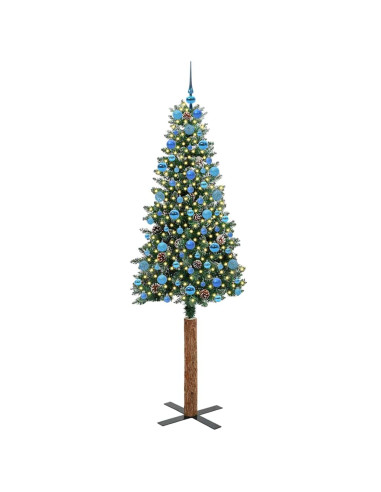 Albero di Natale snodato con 300 LED Verde e Bianco 210 cm