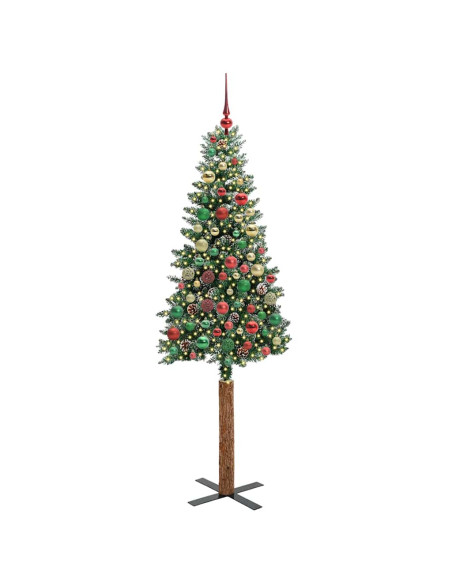 Albero di Natale snodato con 300 LED Verde e Bianco 210 cm
