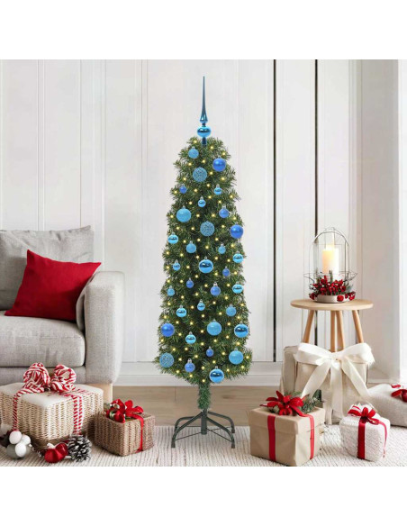 Albero di Natale artificiale with LEDs Verde 150 cm PVC