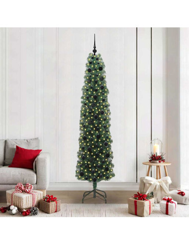Albero di Natale artificiale with LEDs Verde 210 cm PVC