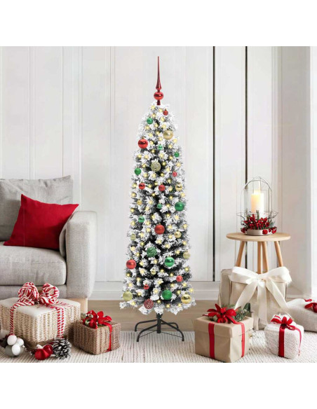 Albero di Natale artificiale Verde e bianco 150 cm PVC