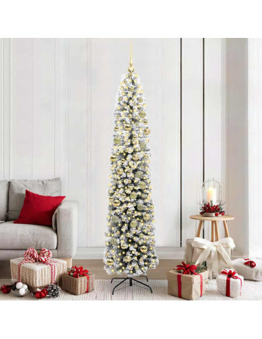 Albero di Natale artificiale Verde e bianco 210 cm PVC
