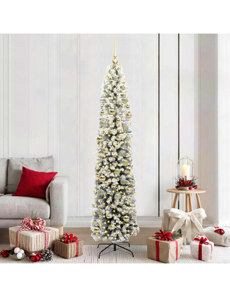 Albero di Natale artificiale Verde e bianco 210 cm PVC