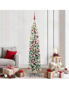 Albero di Natale artificiale Verde e bianco 210 cm PVC 2